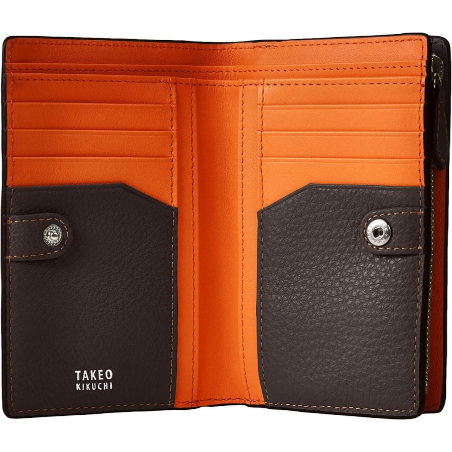 激安正規品 財布 タケオキクチ メンズ ダークブラウン オレンジ ヴィーブ 小銭入れ付き 二つ折り 財布