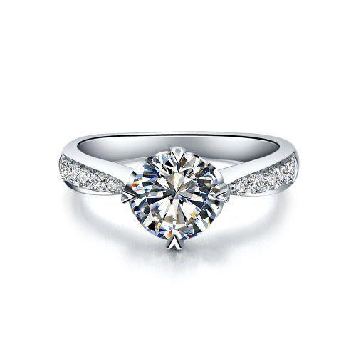 驚きの値段 女の子が最高の宝石の贈り物を愛して0.6ctの女性はダイヤモンドの婚約指輪をシミュレートします純銀製のホワイトゴールドカバー永遠に輝かしい 指輪