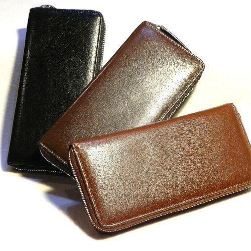 バッファロー本革製 ラウンドファスナー長財布 （ノンブランド） : り