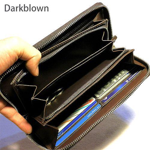 バッファロー本革製 ラウンドファスナー長財布 （ノンブランド） : り