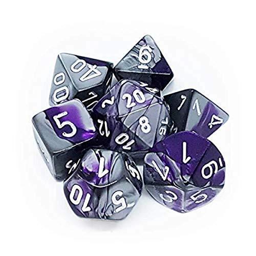 Polyhedral Dice : Gemini purple-steel[並行輸入品] Gemini Purple \u0026 Teal | Blue, Violet Swirls w Gold Ink | Chessex Dice Set (7)