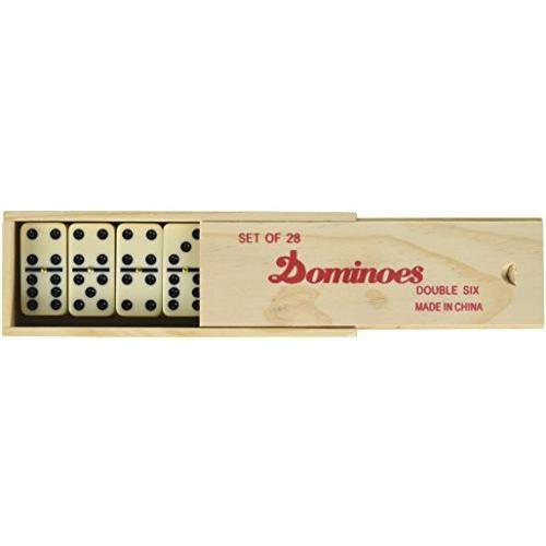 Double Six Professional Dominoes with Brass Spinner in Wooden Case 28 Piece