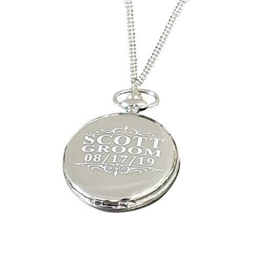 カスタムUsher 刻印懐中時計 - 結婚式の花婿の付添人 男性への最高のギフト - チェーン ボックス 刻印付き 4色 M ゴールド光沢[並行輸入品