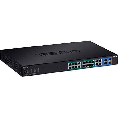 TRENDnet 20ポート ギガビットウェブスマート370W PoE+スイッチ、TPE-1620WSF、16ギガビット PoE+ポート、4つの共有ギ