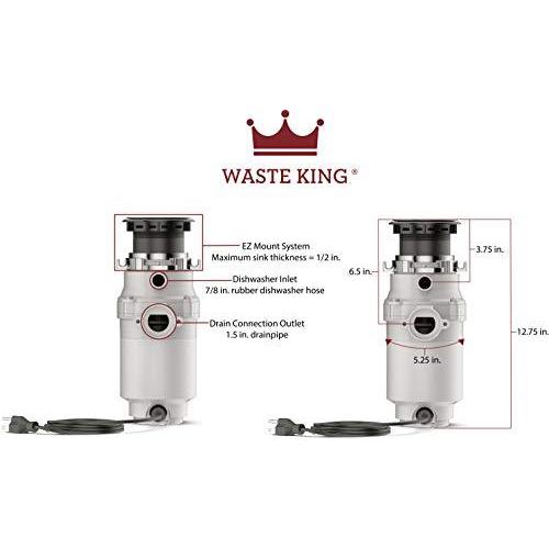 Waste King L1001 Legend Series 1/2 HP Continuous Feed Operation Garbage Di YS0000035826034170