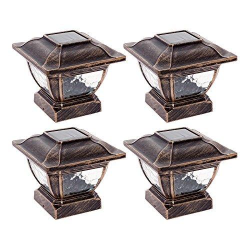 Paradise GL28998BZ ソーラーキャスト アルミニウム LED ポストキャップライト 4x4 木製ポスト用 (ブロンズ 4パック)[並行