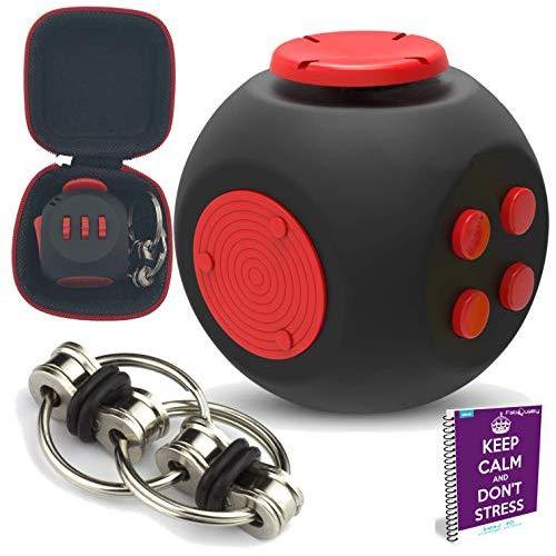 2pcs Fidget Cube Toys + Steel Flipping Chain + Gift Case Box + eBook, Reduc