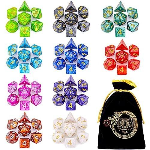 YILAIDA D&D Dice Sets, 10 X 7 Polyhedral Dice for Dungeons and Dragons DND