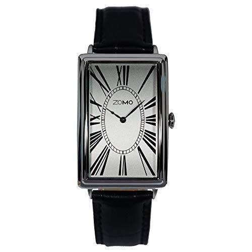 ZOMO Adore 腕時計 クオーツ スイス製ムーブメントステンレス 防水 本革バンド 男性 四角形 多針(Silver[並行輸入品]