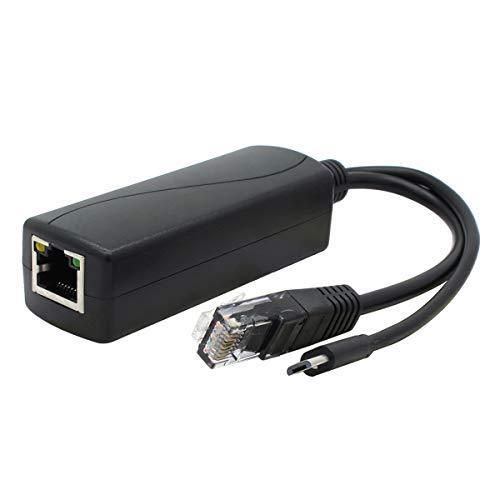 ANVISION Gigabit PoE Splitter、48V to 5V 2.4A Micro USB Ethernet Adapter、Ras