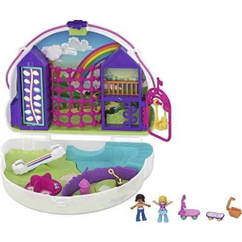 Polly Pocket Rainbow Dream Wearable Purse Compact with 8 Fun Features, Micr