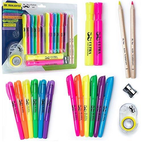 Mr. Pen- 18 PC Highlighter Set Assorted Colour, 6 Bible Highlighter and Gel Highlighter, 6 Narrow Highlighter, 2 Wide Highlighter