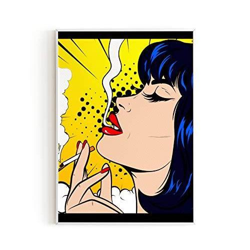 Haus and Huesによるイエロースモーカー壁アートプリント ポップアートプリント、喫煙装飾レトロ、ビンテージテーマホーム、オフィス、アパート、