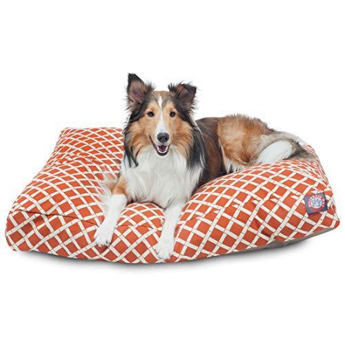 Burnt Orange Bamboo Large Rectangle Indoor Outdoor Pet Dog Bed With Removab