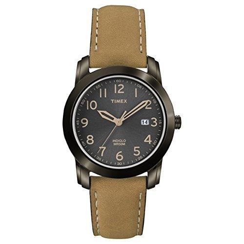Timex Men's Elevated Classics T2P133 Black Leather Analog Quartz Watch【並行輸入