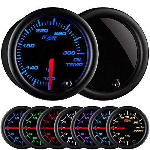 GlowShift Tinted 7 Color 300 F Oil Temperature Gauge Kit - Includes Electro