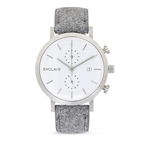 Enclave メンズ クロノグラフウォッチ 可能なストラップ付き シルバー/グレーツイード