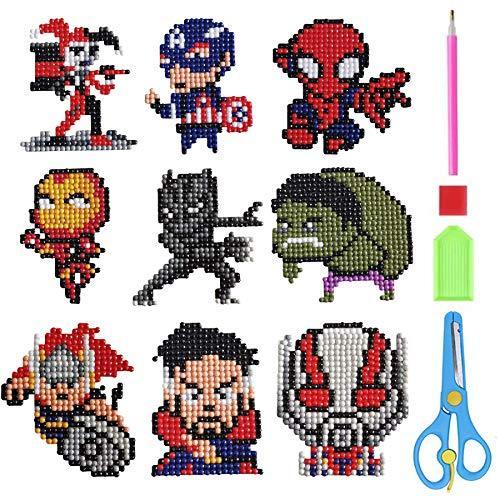 5D ダイヤモンドペインティングステッカーキット 子供用 DIY ダイヤモンドアートモザイクステッカー 数字によるペイント クラフトキット (スーパー