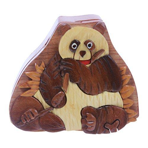 Handcrafted Wooden Animal Shape Secret Jewellery Puzzle Box - Panda