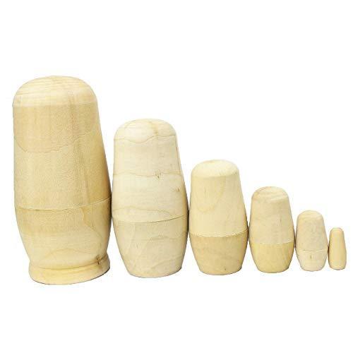 LittleTiger Set of 6pcs Unpainted Russian Nesting Doll , Blank Doll , Make