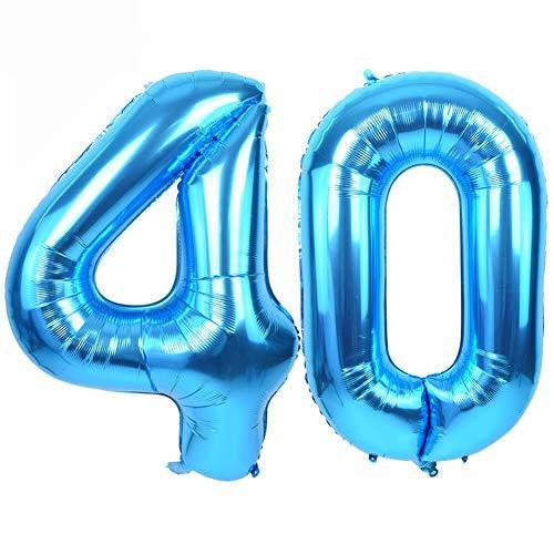 40 Inch Blue Large Numbers Balloon Birthday Party Decorations, Foil Mylar B