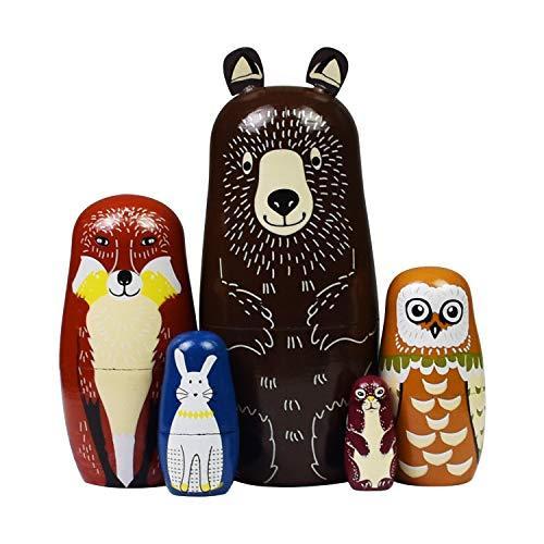 Nesting Dolls Russian Matryoshka Wood Stacking Nested Dog Set for Kids Hand