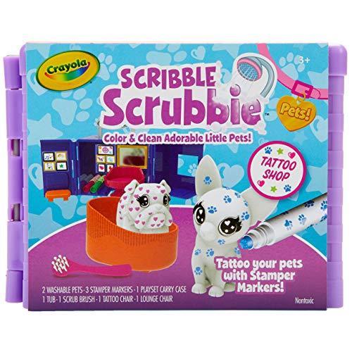 Crayola Scribble Scrubbie Pets Tattoo Shop, Toy Pet Playset, Gift for Kids,