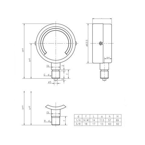 汎用形圧力計 AT G1/4B 60φ 2MPa  第一計器製作所 |  | 03
