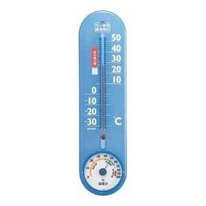 エンペックス 温湿度計 エンペックス アナログ 日本製 食中毒注意 壁掛け 生活管理温・湿度計 クリアブルー TG-2456