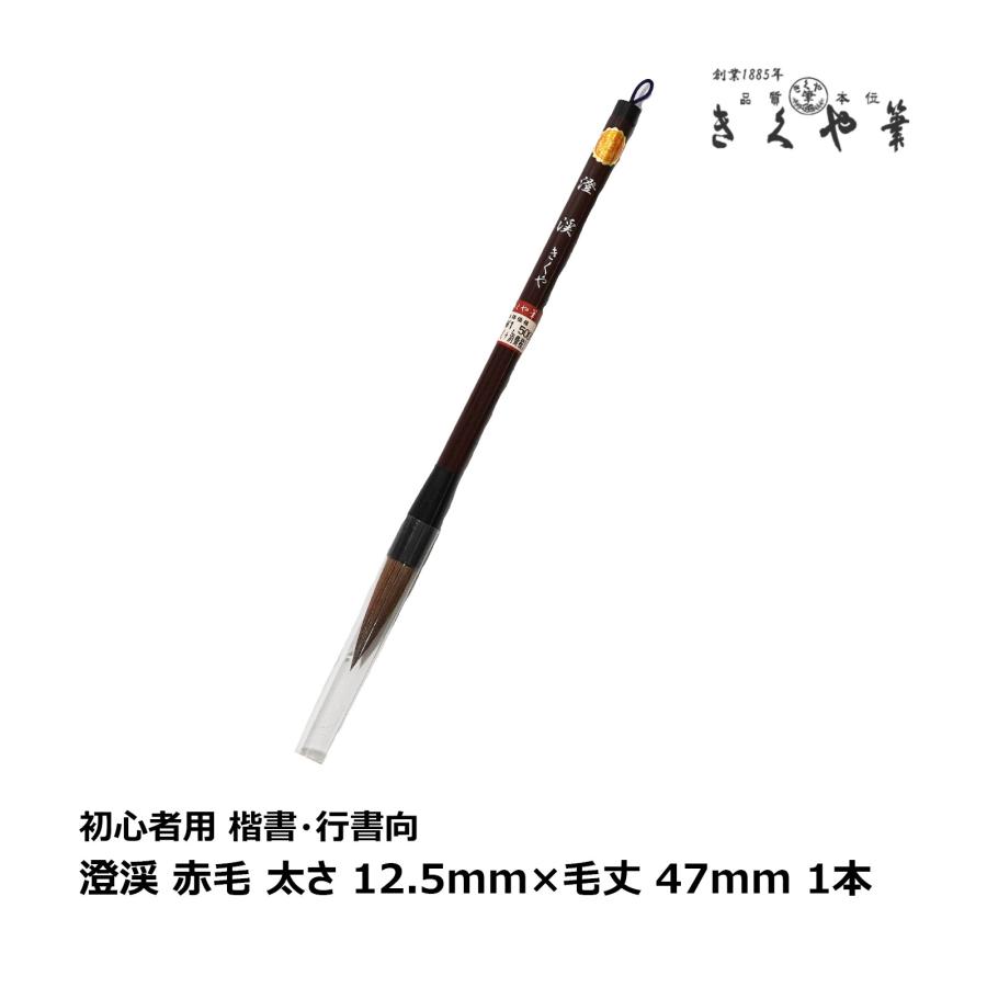 きくや筆本舗 書道筆 太筆 澄渓 赤毛 (太さ 11mm×毛丈47mm) かため