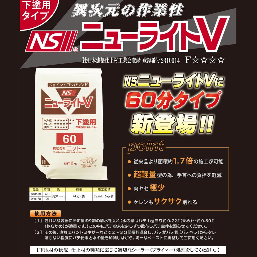 ニットー 下塗用 NS ニューライトV 6kg 1袋 60分 ｜ 補修・接着剤 パテ