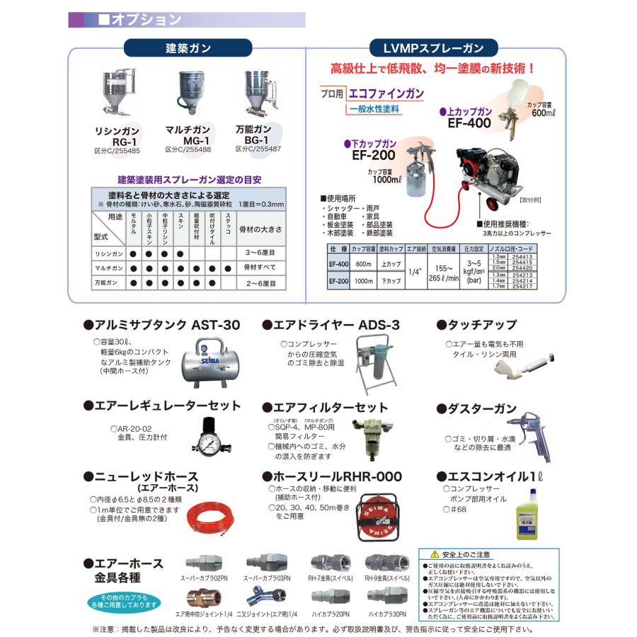 精和産業 SC-22GMS スローダウン機能付き 3.3馬力 132231｜エアー機器