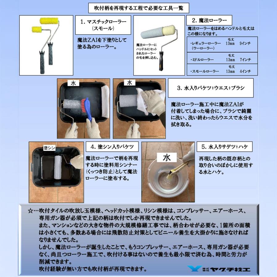 ヤグチ技工 魔法ローラー F 吹放し玉模様 4インチ F1-4 1本 カバーのみ コンプレッサー不要 DIY 改修工事_4