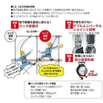 墜落静止用器具 タジマハーネス用ランヤード ハーネス用
