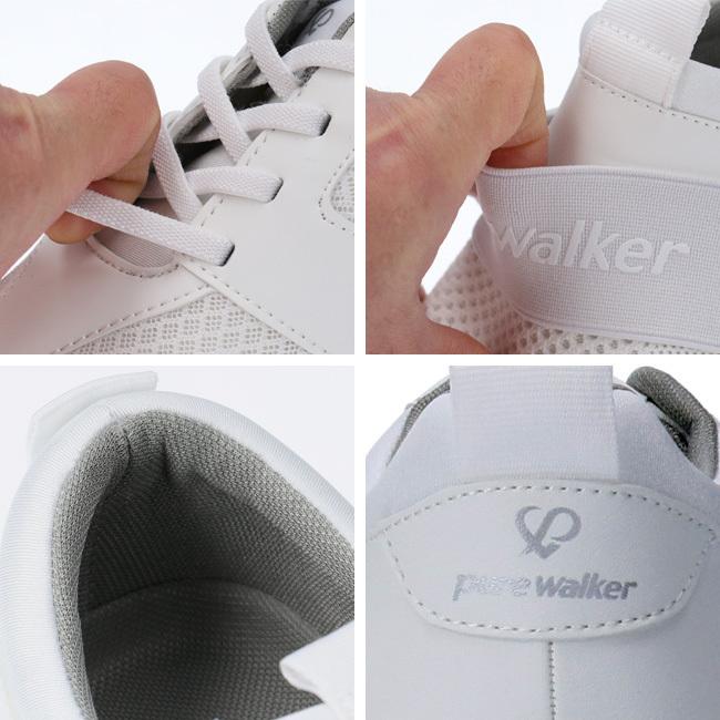 ピュアウォーカー ナースシューズ レディース 白 ホワイト  pure walker PW0601 PW0602 軽量 厚底 介護 看護師 ゴム紐 スリッポン 靴｜hakimonohiroba｜11