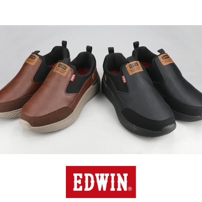 EDWIN（エドウィン） スリッポン メンズ 3E 幅広 ワイド 厚底 歩き