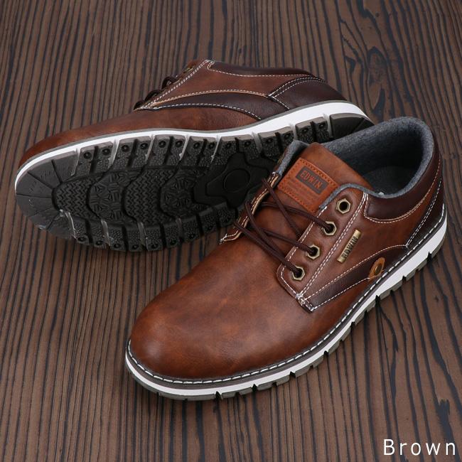 EDWIN（エドウィン） カジュアルシューズ メンズ 防水 軽量 3E 幅広 甲