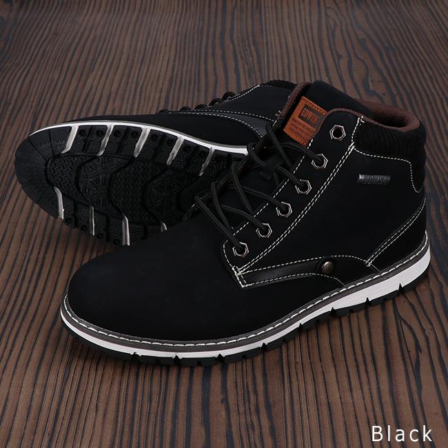 EDWIN（エドウィン） ブーツ メンズ 防水 黒 ショートブーツ お洒落