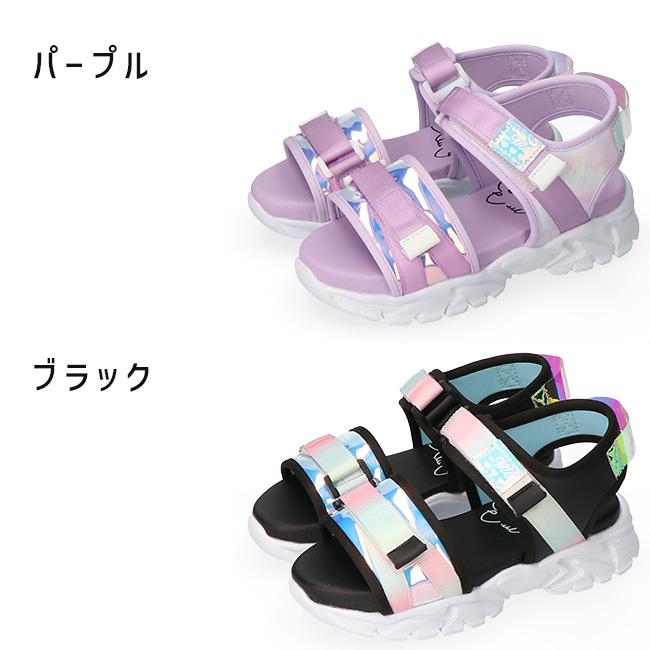 イコールミー サンダル キッズ 厚底 スポーツサンダル 黒 ベルクロ