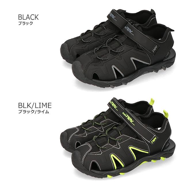 ネブ スポーツサンダル キッズ 軽量 マジックテープ ベルクロ 黒 歩き