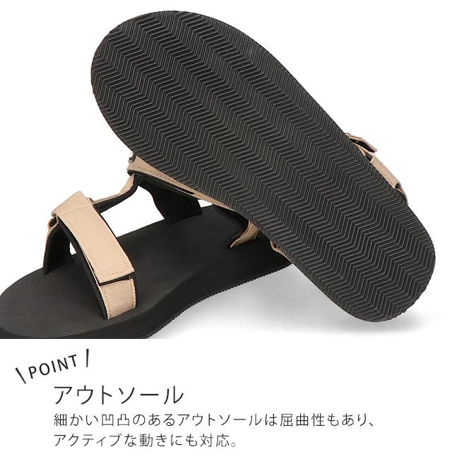 ネブ スポーツサンダル メンズ 黒 マジックテープ ベルクロ 軽量 歩き