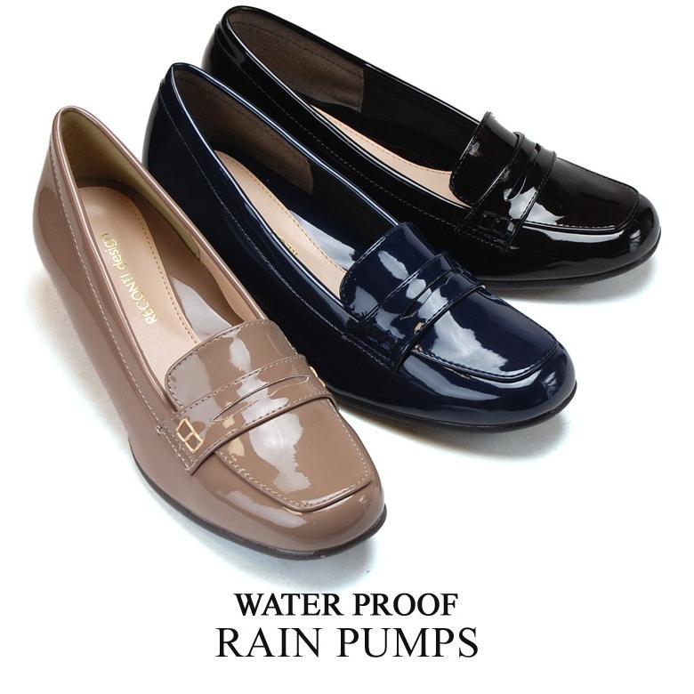 レインパンプス 防水パンプス エナメル ローファー パンプス B 3 5cmヒール 3e レインシューズ 19ss03 靴 歩きやすい 痛くない Hrs B Odr はきもの広場 通販 Yahoo ショッピング