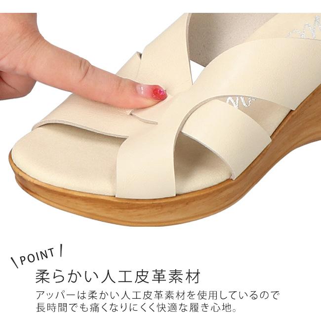 サンダル レディース ミュール ウェッジソール 履きやすい 歩きやすい