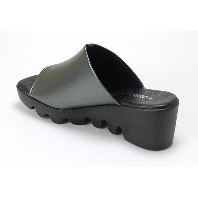 ミュール レディース オフィス サンダル 黒 ウェッジソール 厚底 歩き