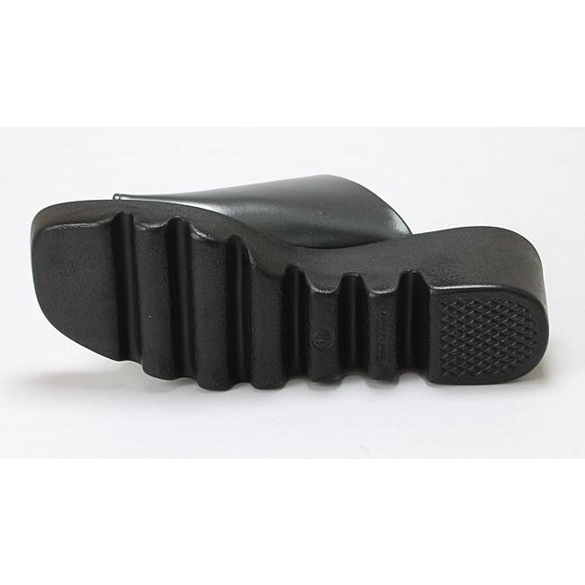 ミュール レディース オフィス サンダル 黒 ウェッジソール 厚底 歩き