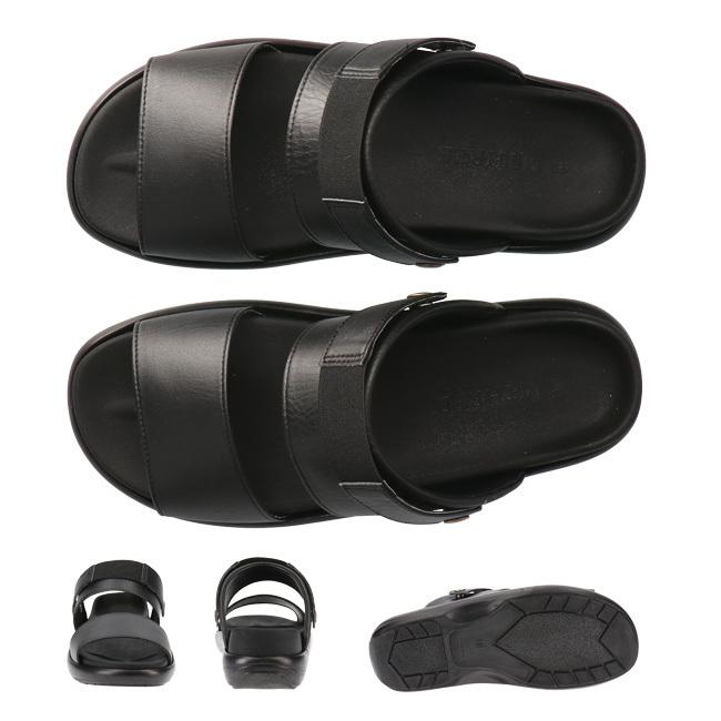 エムスリー サンダル メンズ 日本製 黒 チョコ S M L LL 3WAY 3E 幅広