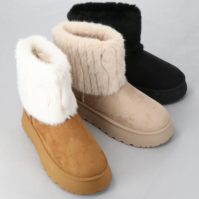 ムートンブーツ レディース ショート ファーブーツ 厚底 歩きやすい