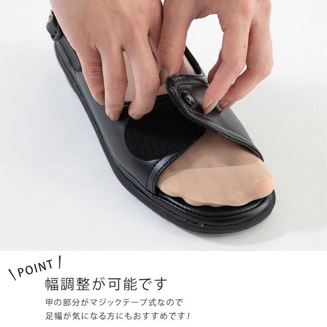 pure walker（ピュアウォーカー） サンダル レディース 黒 歩きやすい