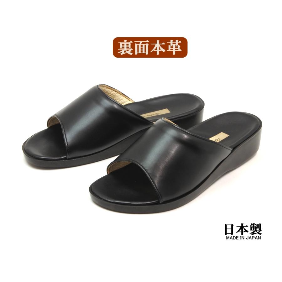 メンズ・レディース 高級本革スリッパ おしゃれなオープントゥフラット