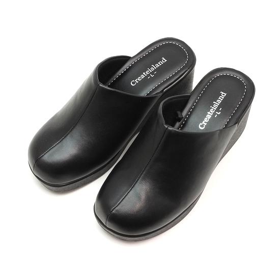 レディース 厚底 サボサンダル 軽量 ウェッジソール ブラック : は